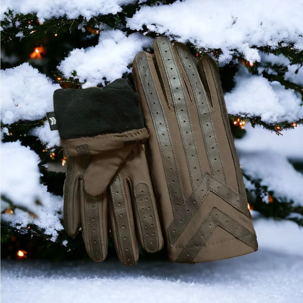 Isotoner Thinsolate Flex Gloves Sz L Brown EUC‎